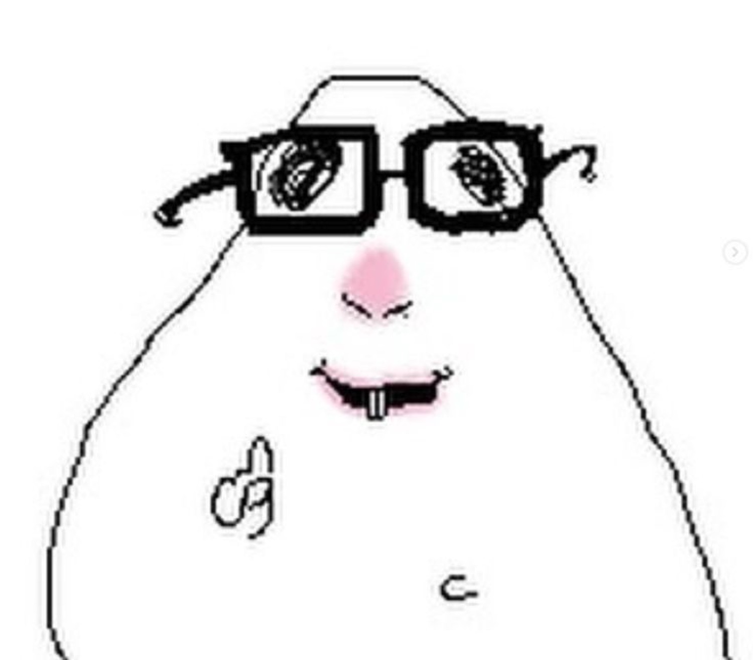 Trollge blob wearing pixelated sunglasses with a smug grin and thumbs-up