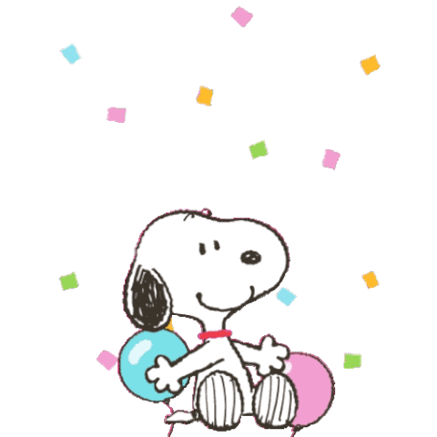 Snoopy holding colorful balloons, "Congratulations!"