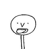 Stick figure doodle wiggling its tongue with a blank face