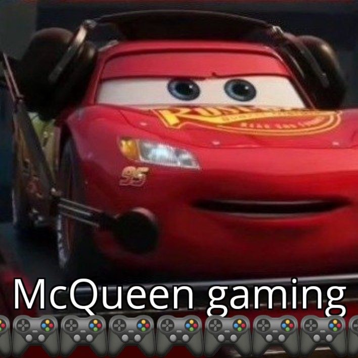 McQueen wearing a gaming headset: 'McQueen gaming'