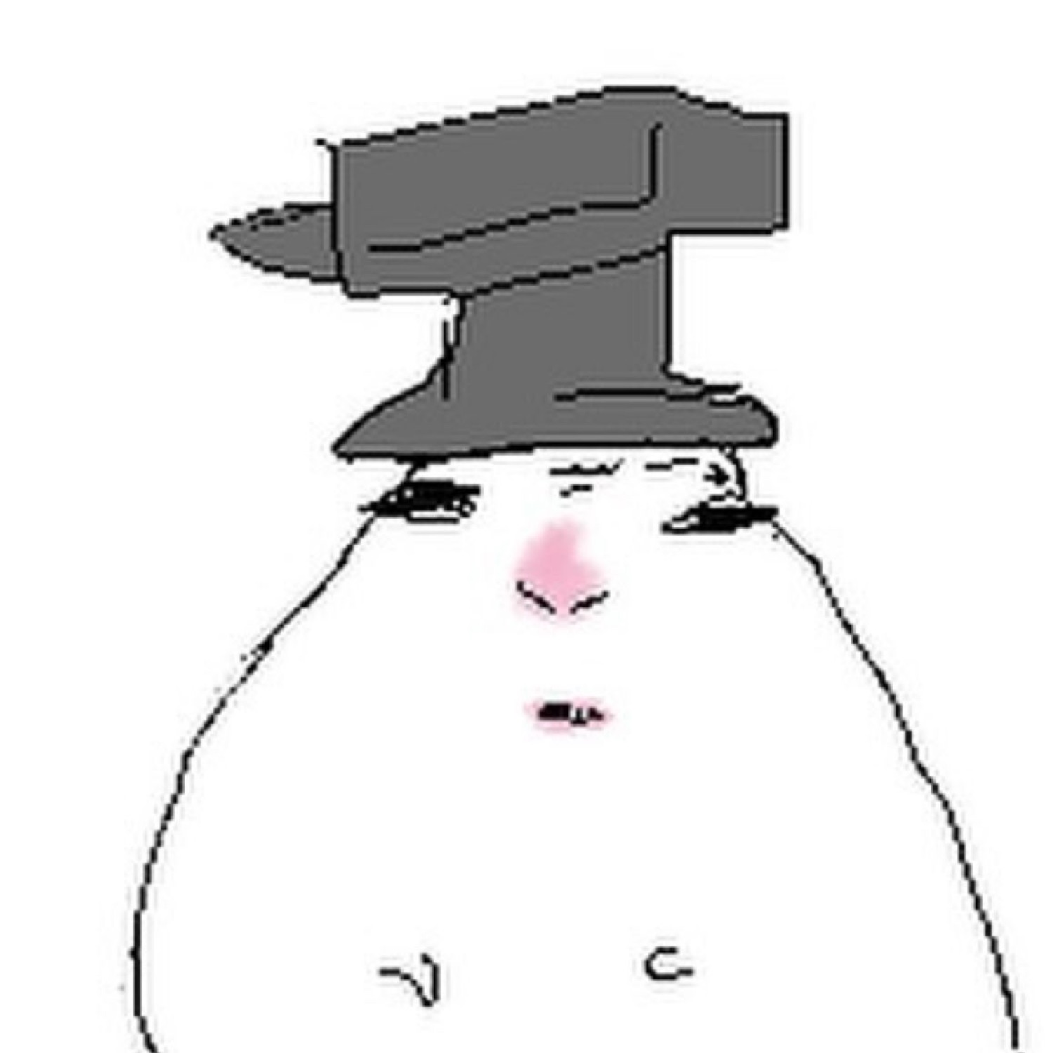 Blob wojak in a comically oversized grey hat, staring blankly with maximum disapproval