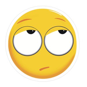Yellow emoji rolling its heavy-lidded eyes way up in exasperation