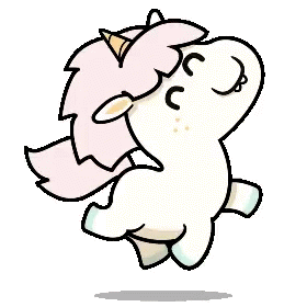 Cartoon unicorn hopping along happily