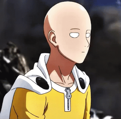 Saitama's face turning detailed and serious
