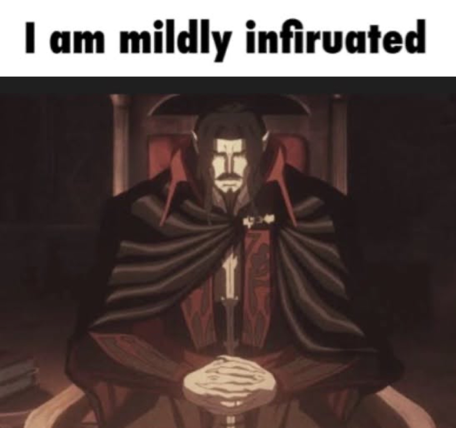 Castlevania's Dracula seated on his throne: 'I am mildly infuriated'