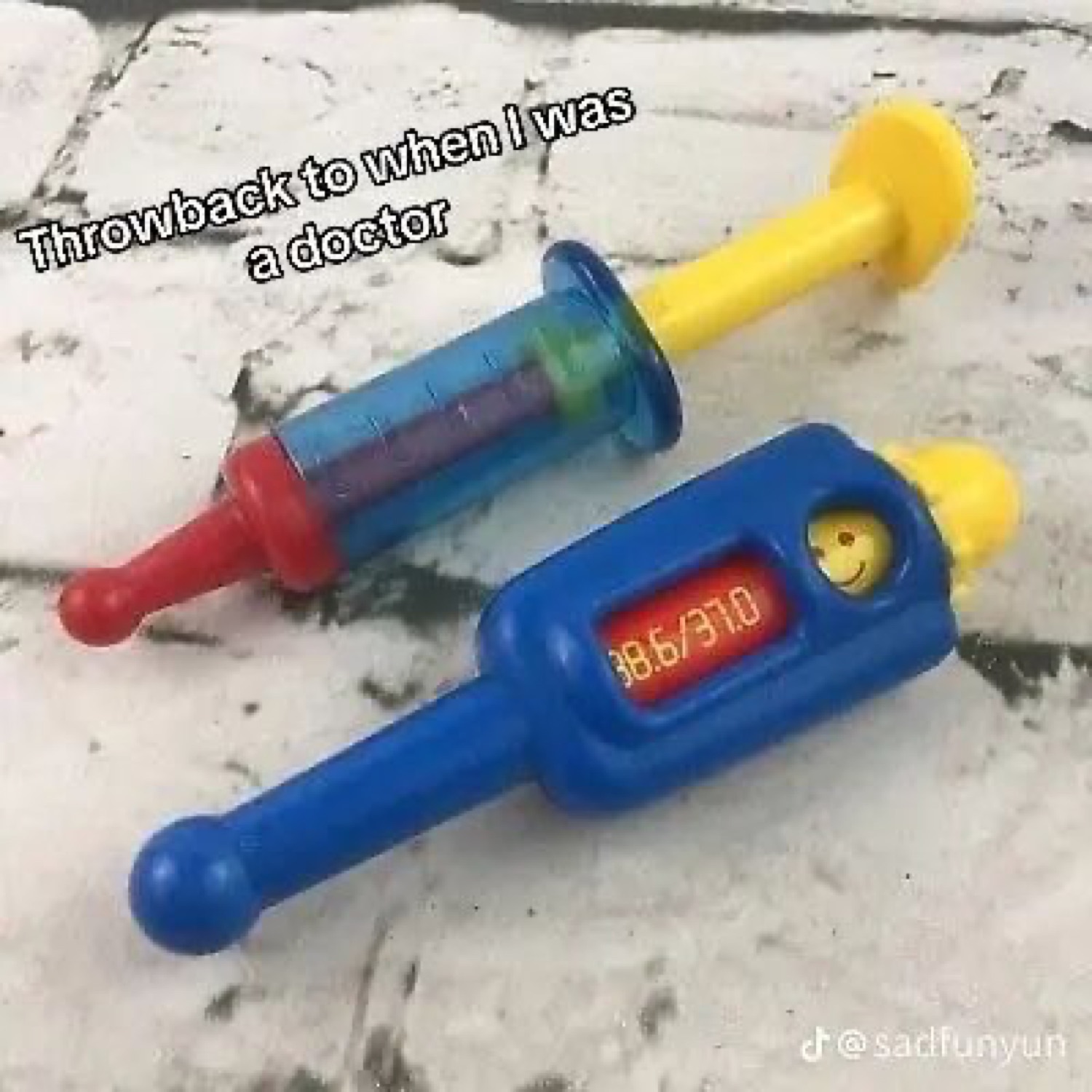 Toy doctor syringes: 'Throwback to when I was a doctor'