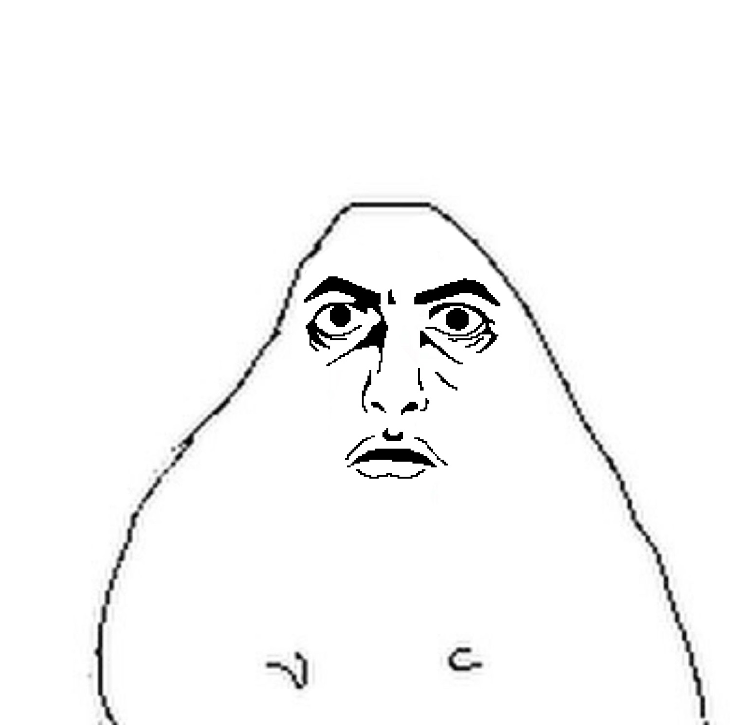 Blob-shaped meme face with heavy angry brows and a flat, done-with-it stare