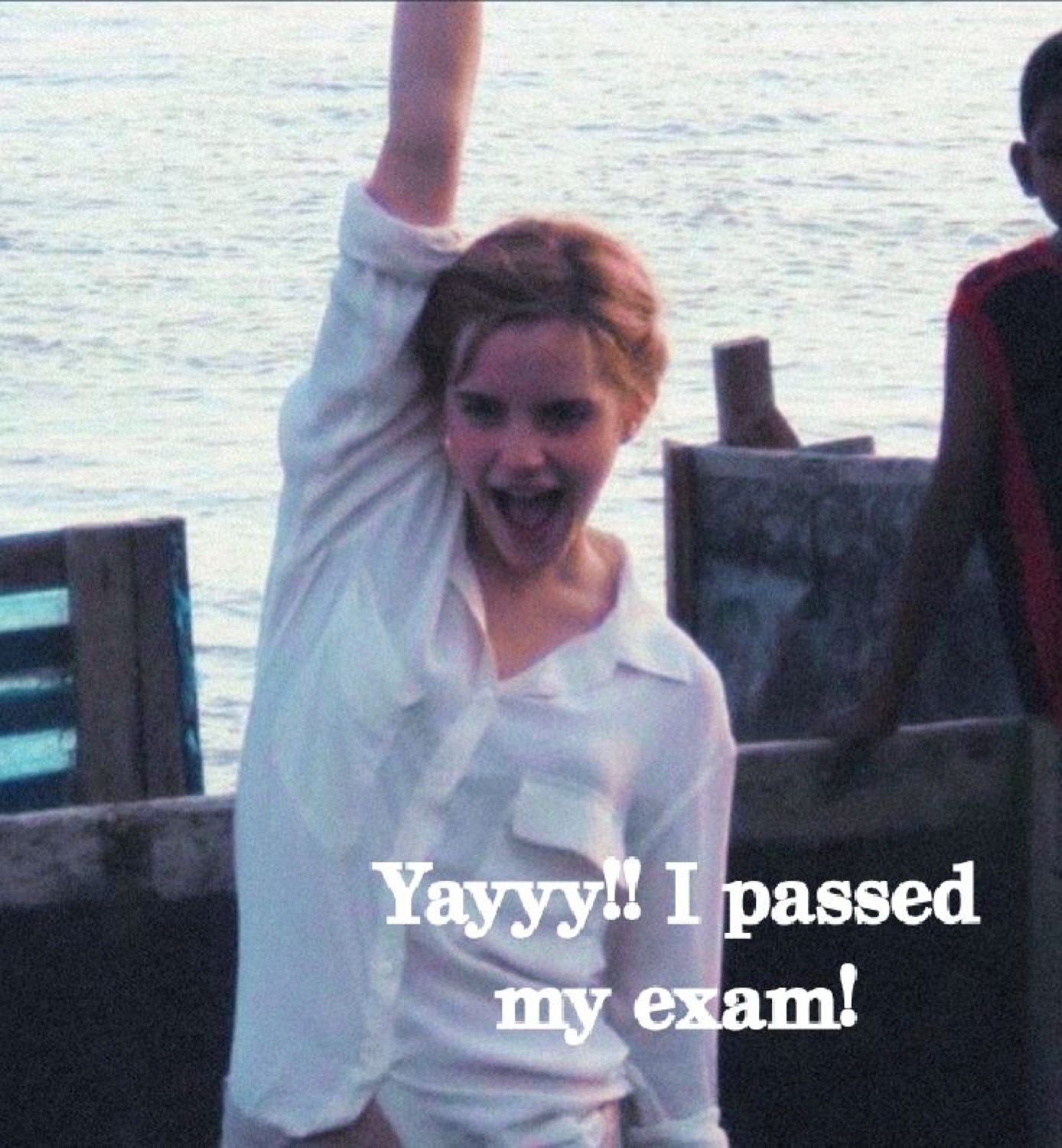 Emma Watson cheering by the sea: 'Yayyy!! I passed my exam!'