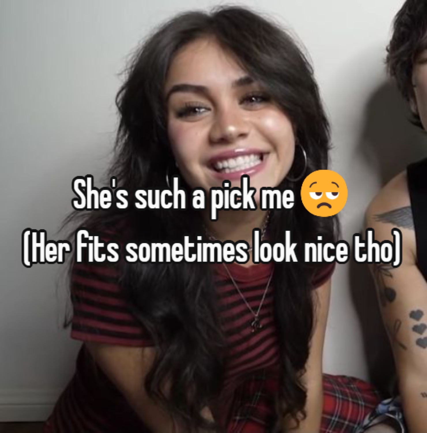 Woman smiling: 'She's such a pick me (Her fits sometimes look nice tho)'