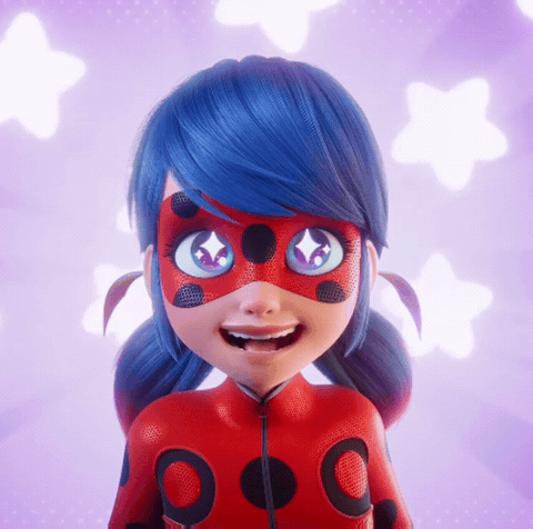 Ladybug from Miraculous smiling and winking with sparkly eyes