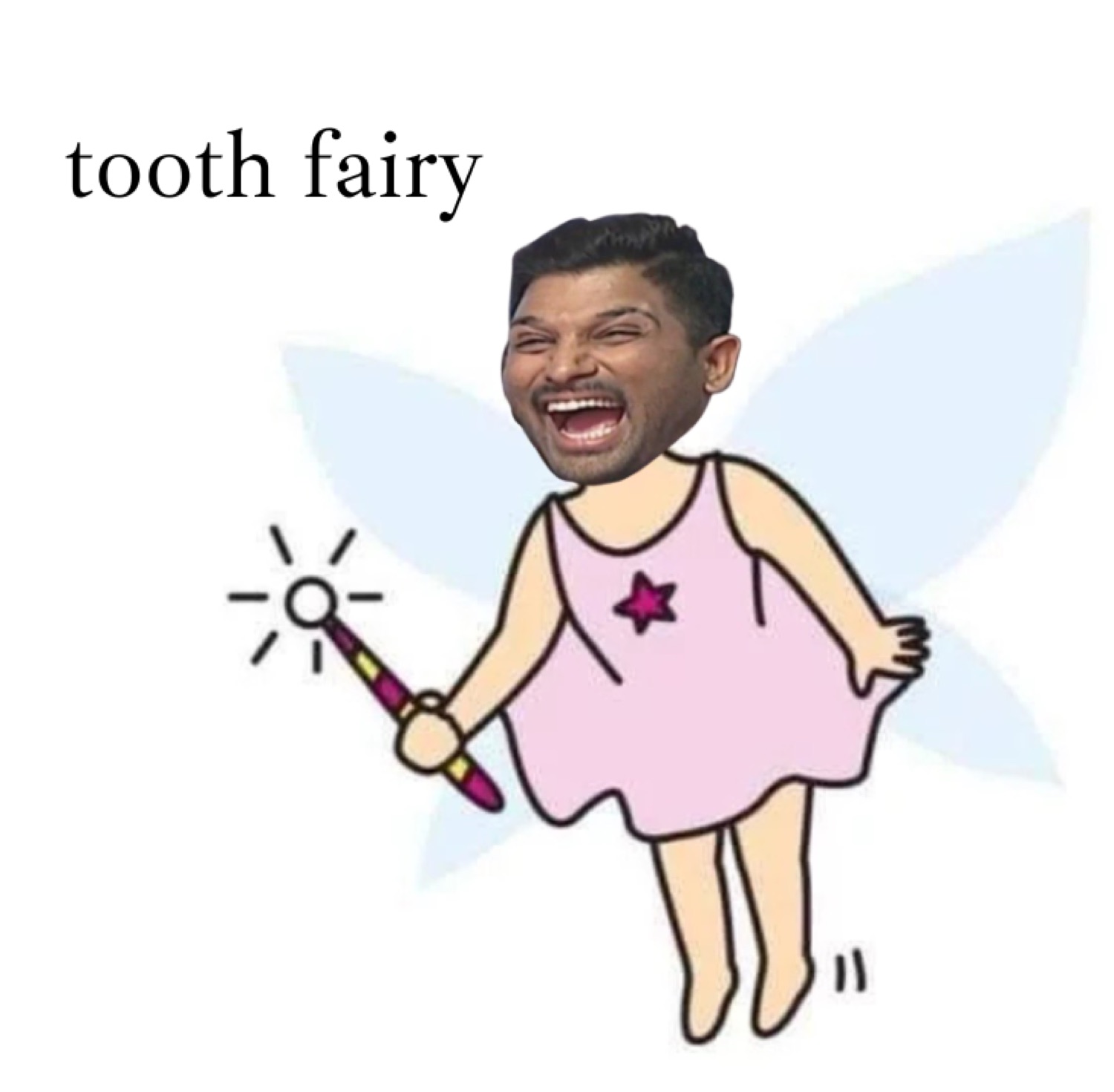 Allu Arjun's laughing face on a tooth-fairy doodle: 'tooth fairy'