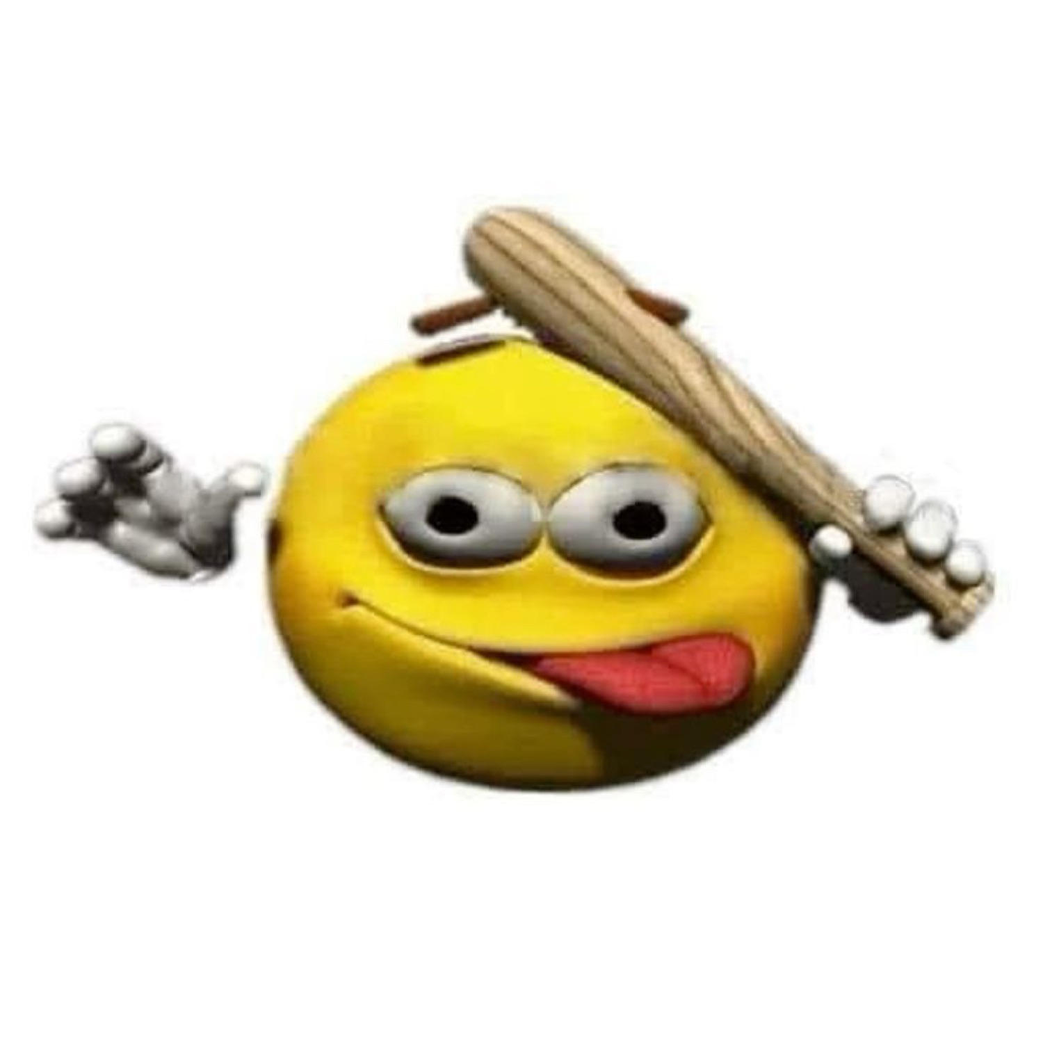 Derpy yellow emoji bonking itself on the head with a baseball bat