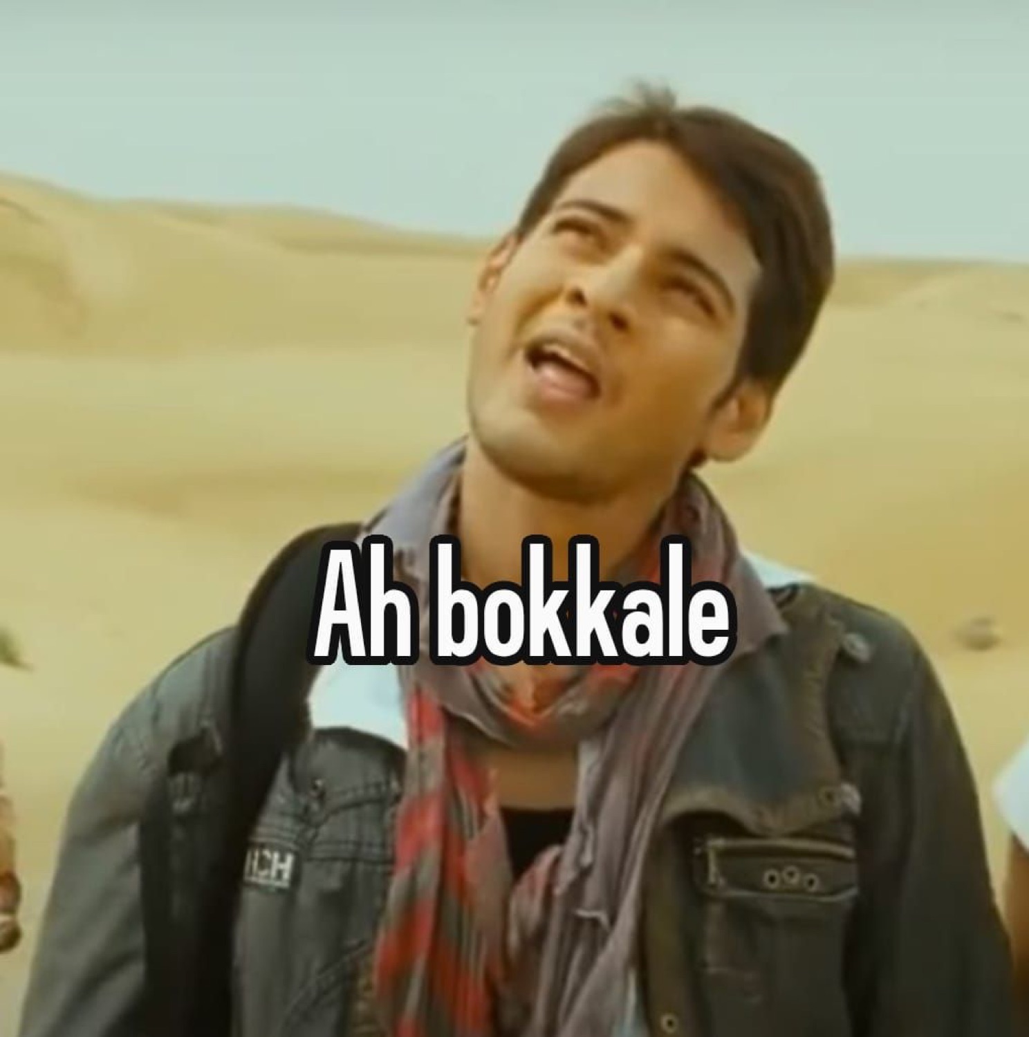 Mahesh Babu in the desert with a pained grin: 'Ah bokkale' (yeah right)