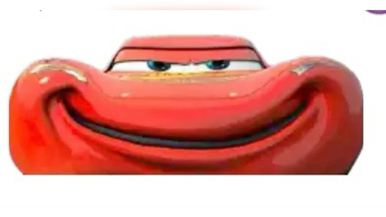 Squashed wide McQueen with a huge grin