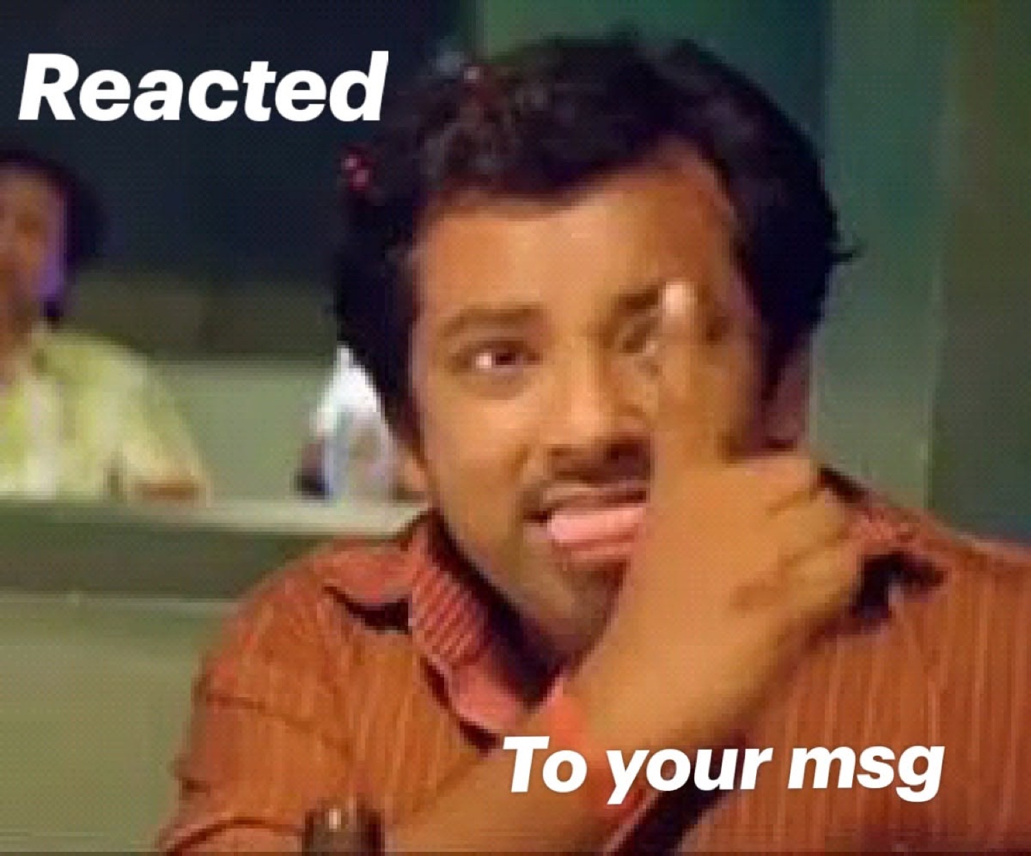 Man giving a teary thumbs-up: 'Reacted ๐ To your msg'