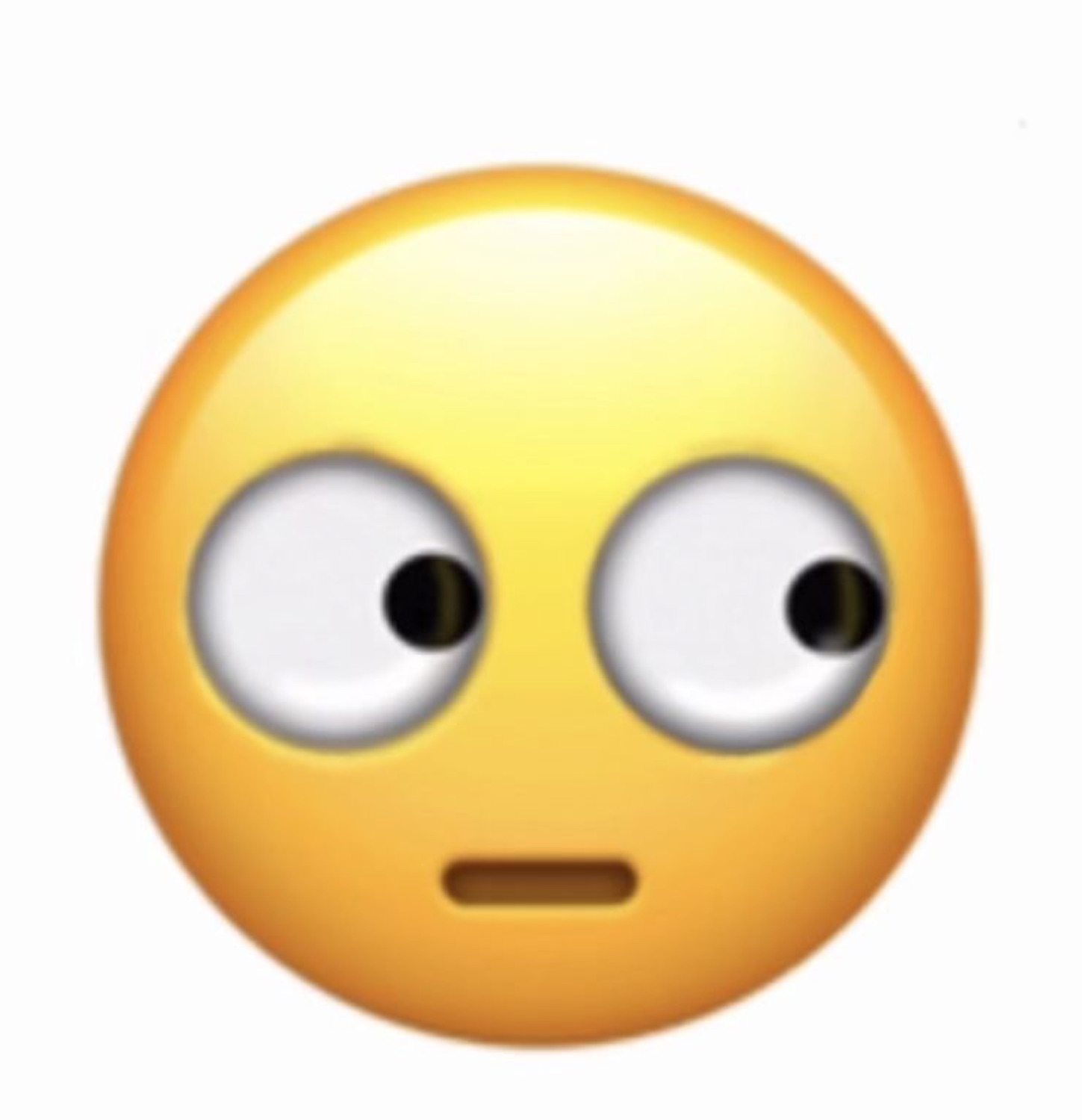 The flushed emoji rolling its eyes to the side with a flat, unamused mouth