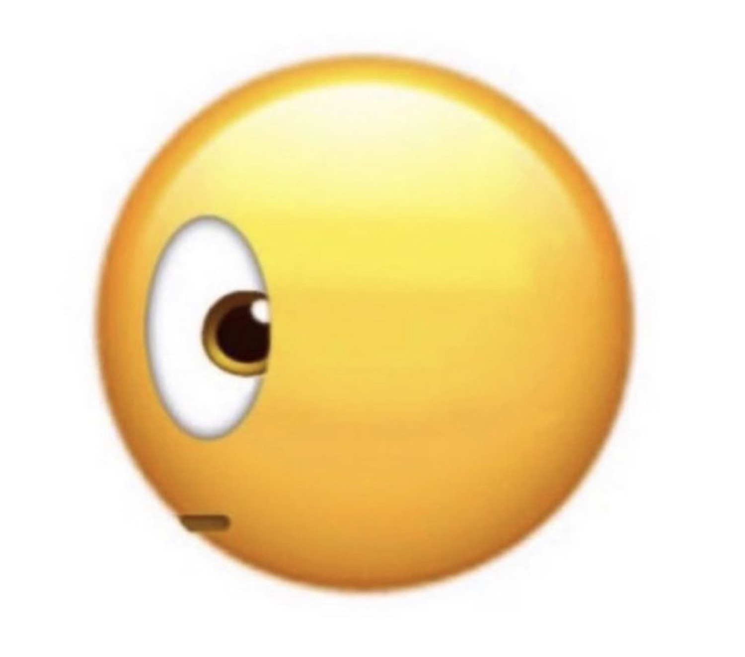 Yellow emoji peeking with a single wary eye off to the side