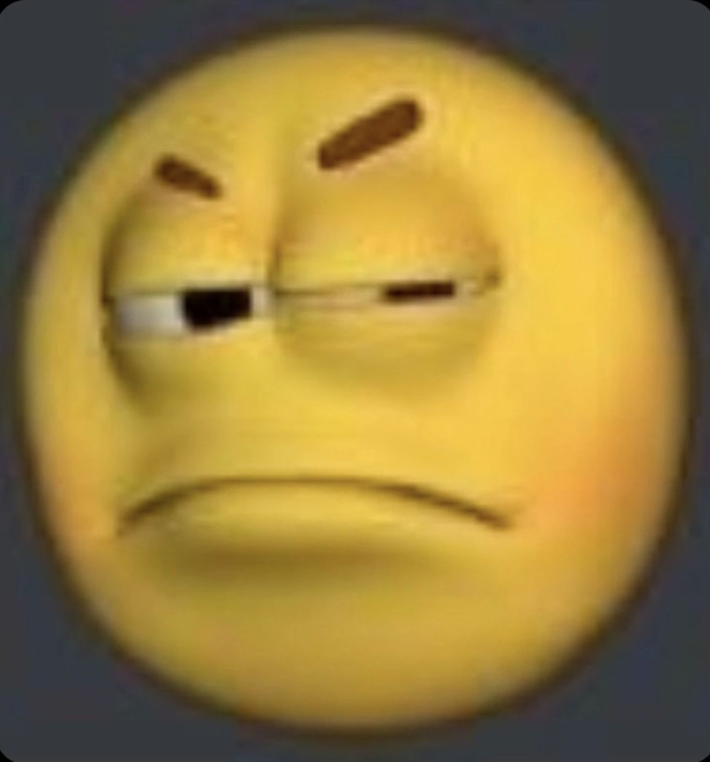 Grumpy cursed yellow emoji face with half-closed eyes and a deep frown
