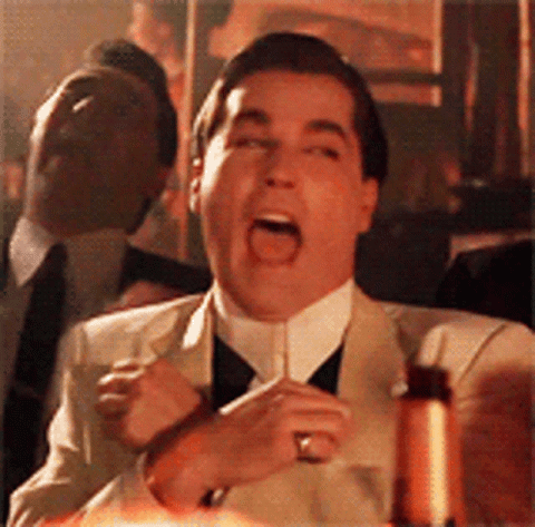 Ray Liotta in Goodfellas laughing hysterically
