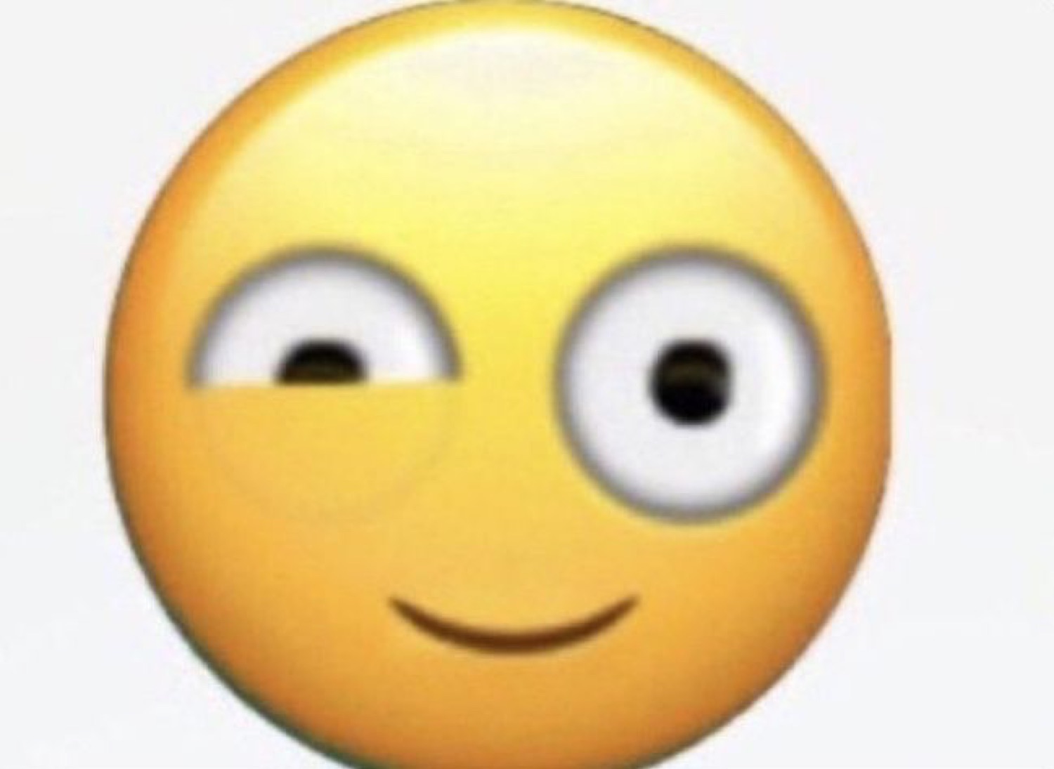 Smiley emoji with one eye squinting in a skeptical side-eye