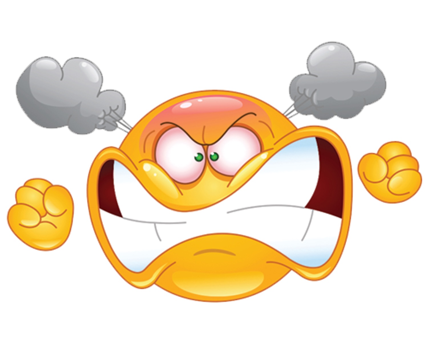Orange emoji face screaming in rage with fists clenched and steam blasting from its head