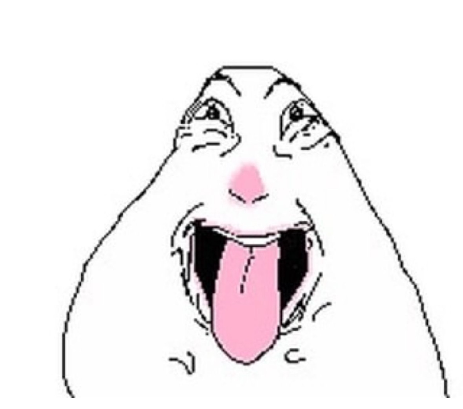 Blob doodle face blushing with its tongue lolling all the way out