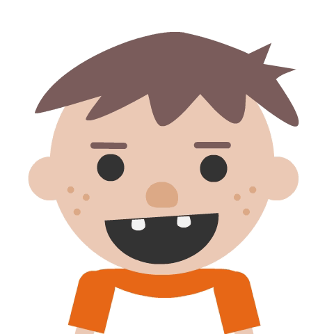 Cartoon boy with freckles winking