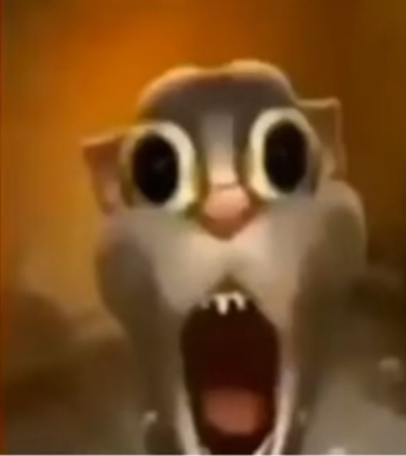 Animated chipmunk-like creature screaming with massive eyes and mouth wide open in pure panic