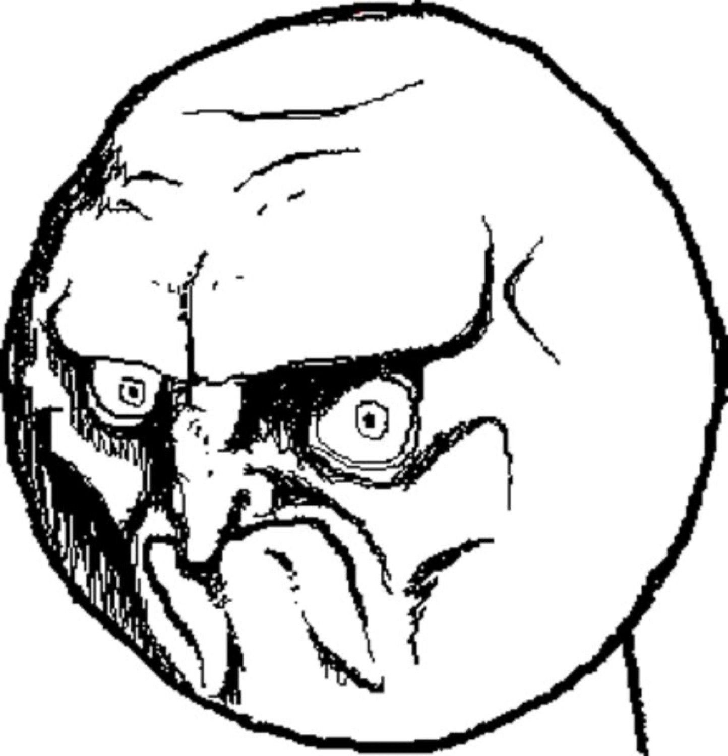 Black-and-white rage comic face scowling hard with a furious grimace