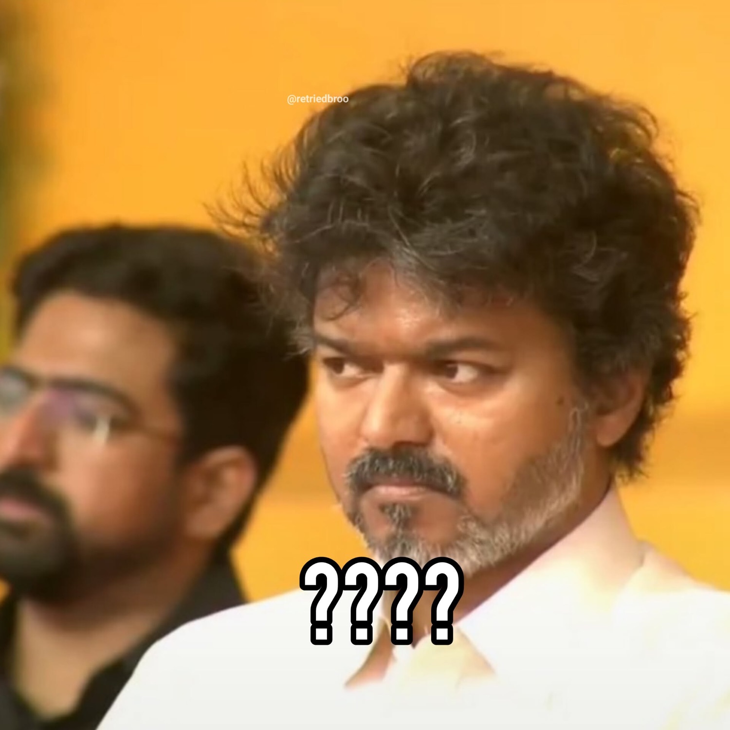 Vijay frowning in confusion: '????'