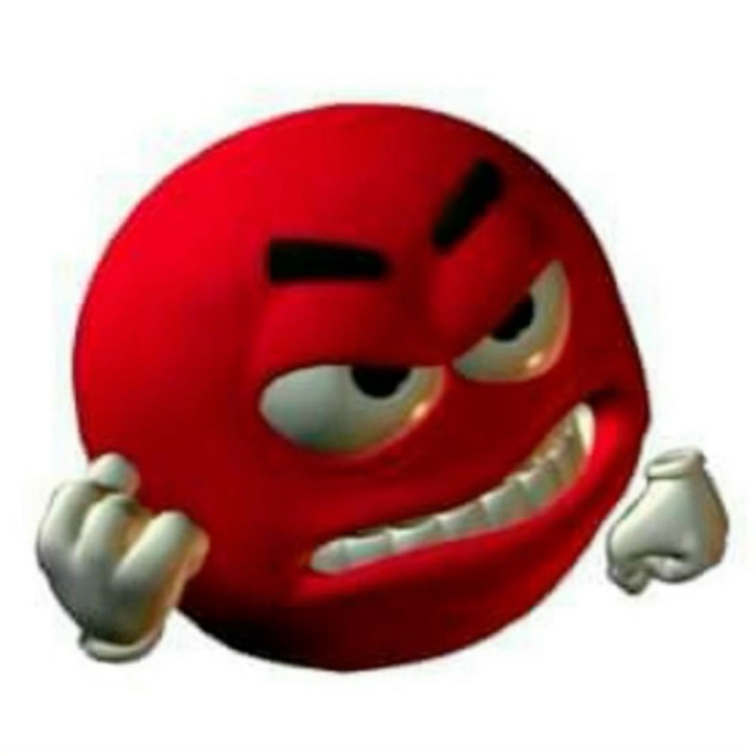 Red 3D emoji face gritting its teeth with both fists clenched