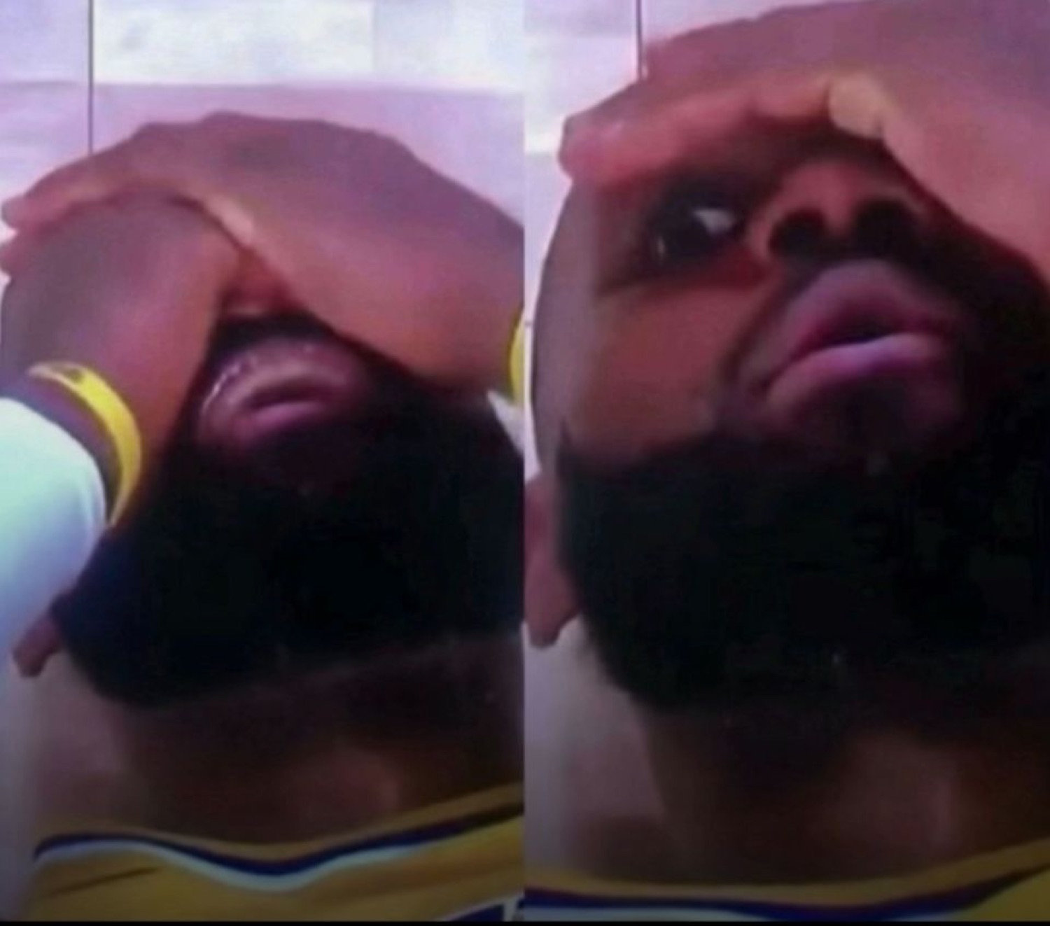 LeBron facepalming in two split frames
