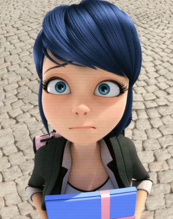 Marinette from Miraculous winking and grinning slyly