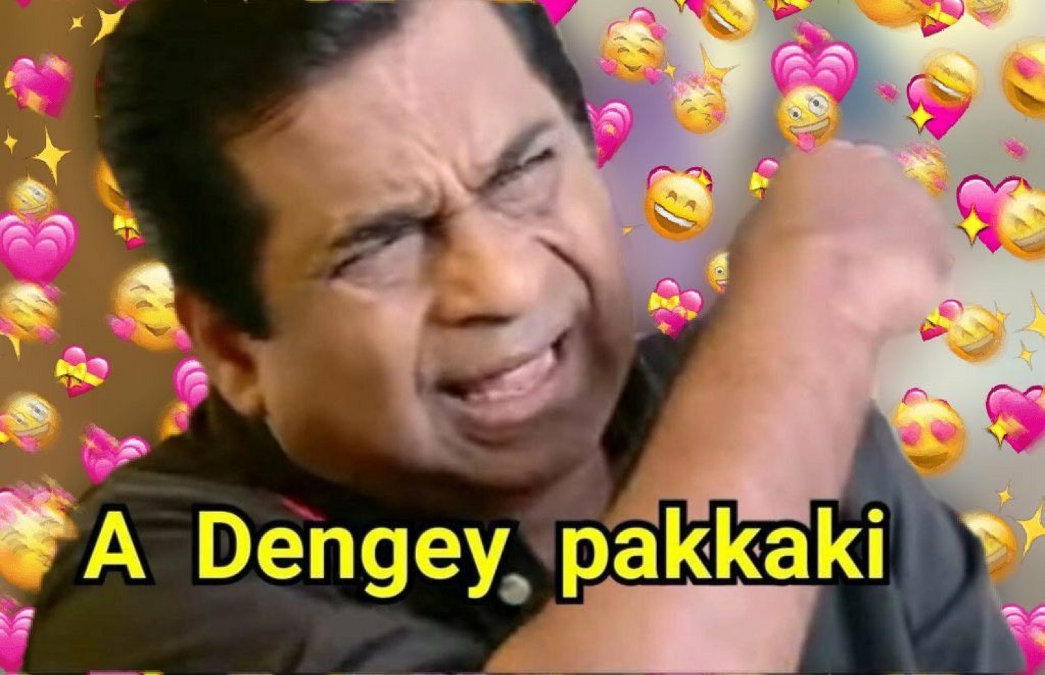 Brahmanandam scrunching his face among heart emojis: 'A Dengey pakkaki' (get lost)
