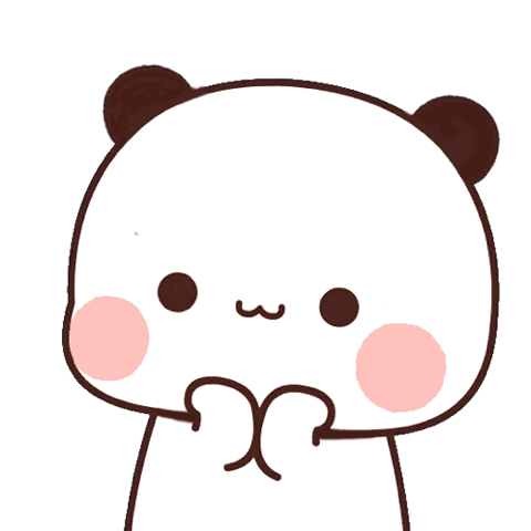 Cute white cartoon bear blushing with hands clasped