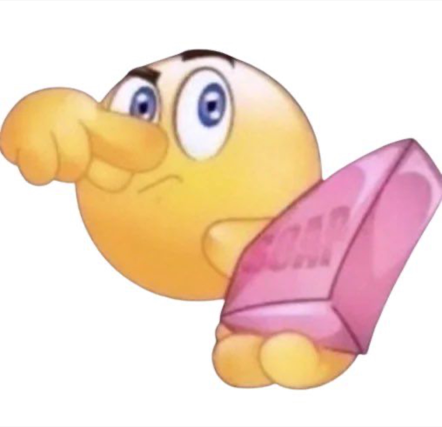 Emoji pinching its nose and holding out a bar of soap