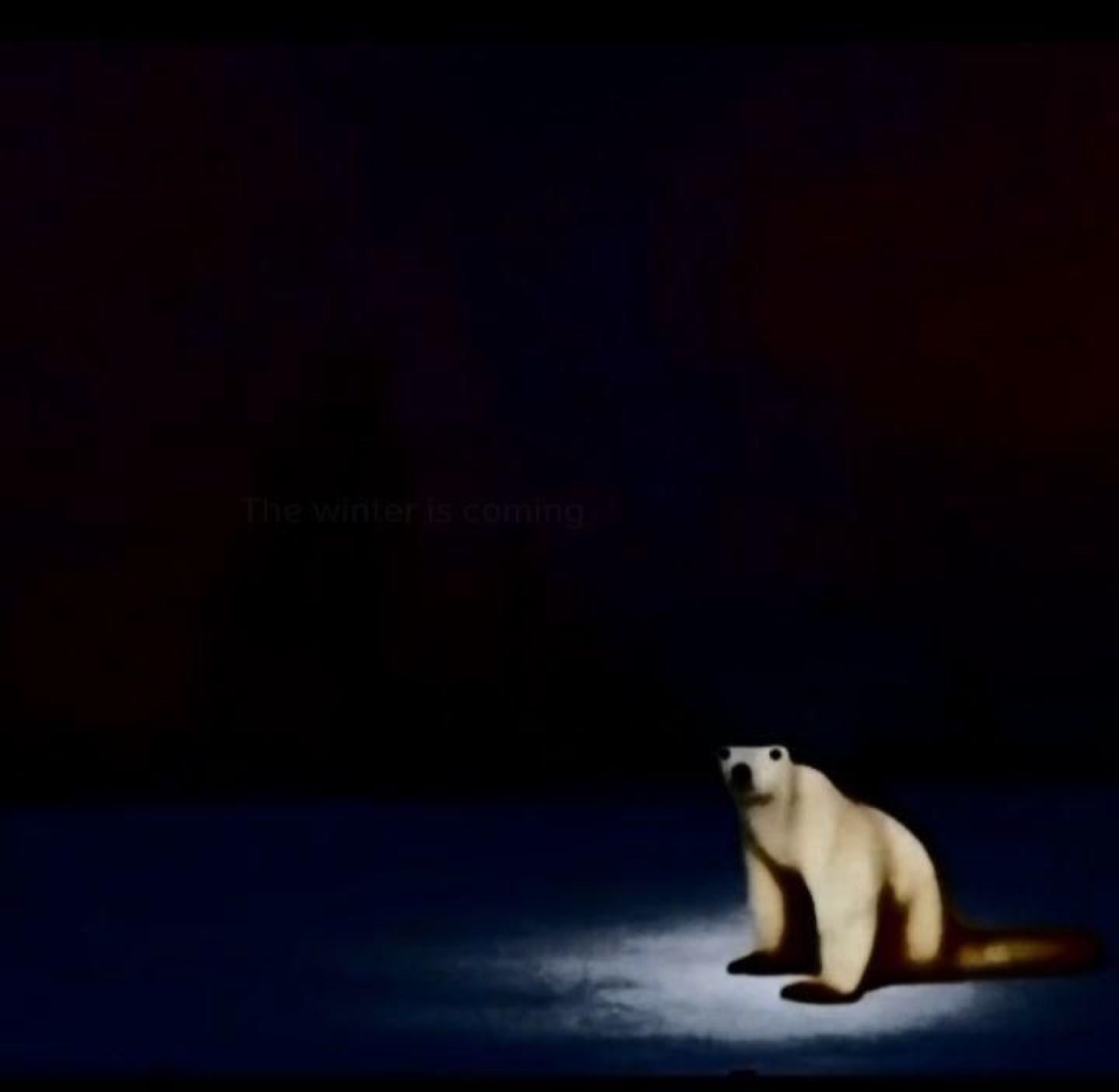 Polar Bear 2026 sitting alone in a dark spotlight of snow