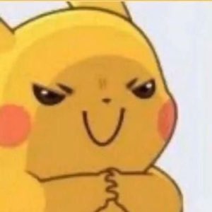 Pikachu with fingers steepled and a devious, scheming little grin