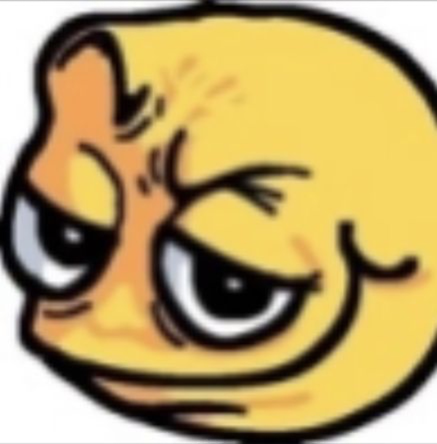 Yellow cartoon face with heavy-lidded sideways eyes radiating pure unimpressed energy