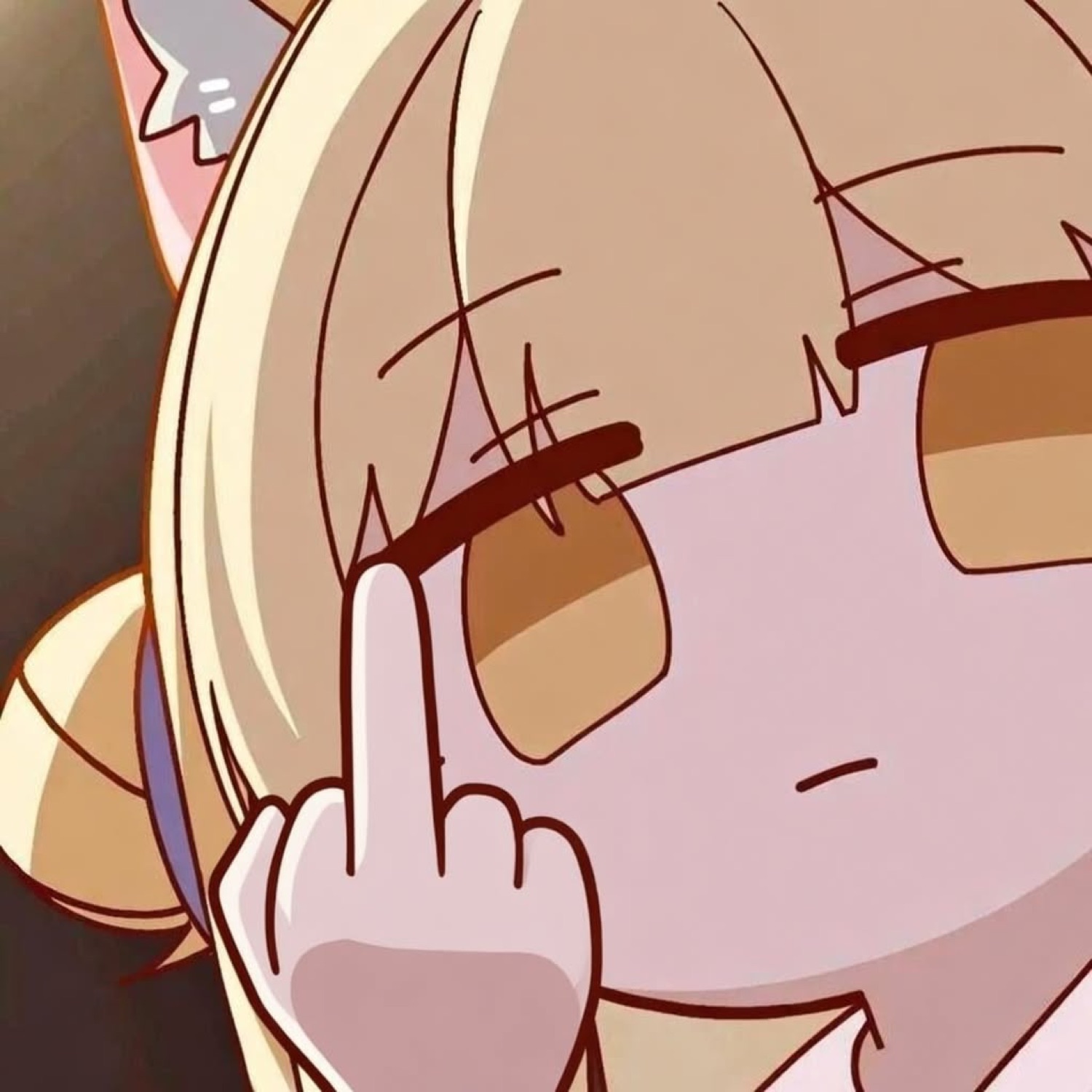 Anime cat-girl peering over her sunglasses with a deeply unimpressed look