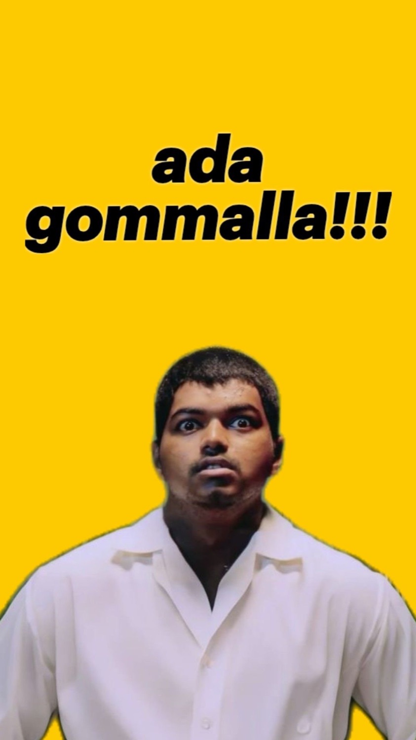 Man standing stiffly: 'ada gommalla!!!'