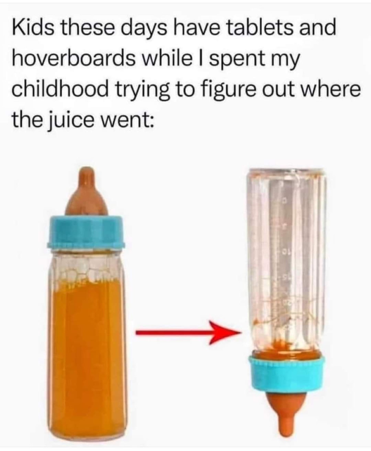 Toy baby bottle with disappearing juice: 'Kids these days have tablets... while I spent my childhood trying to figure out where the juice went'