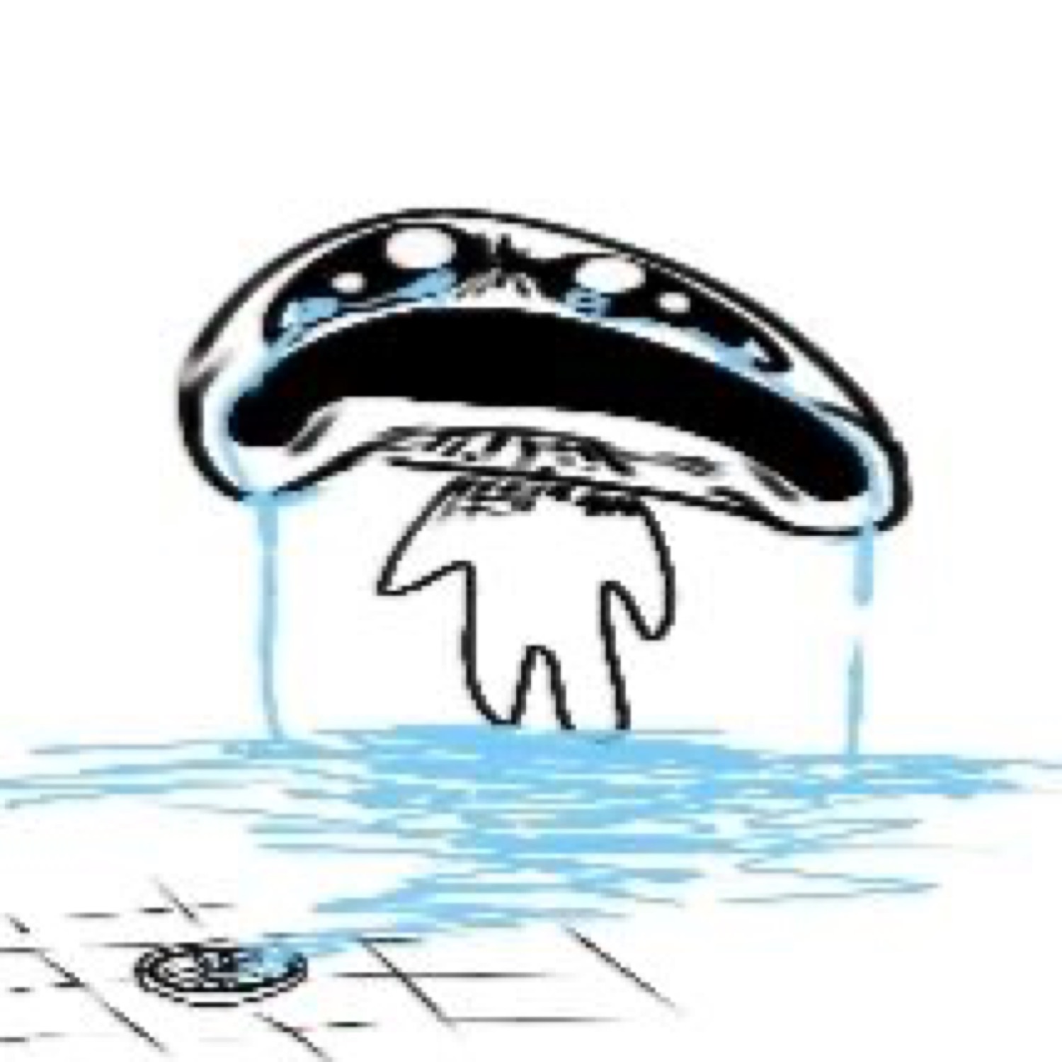 Cartoon figure sobbing a flood of tears that fills the room up to their waist
