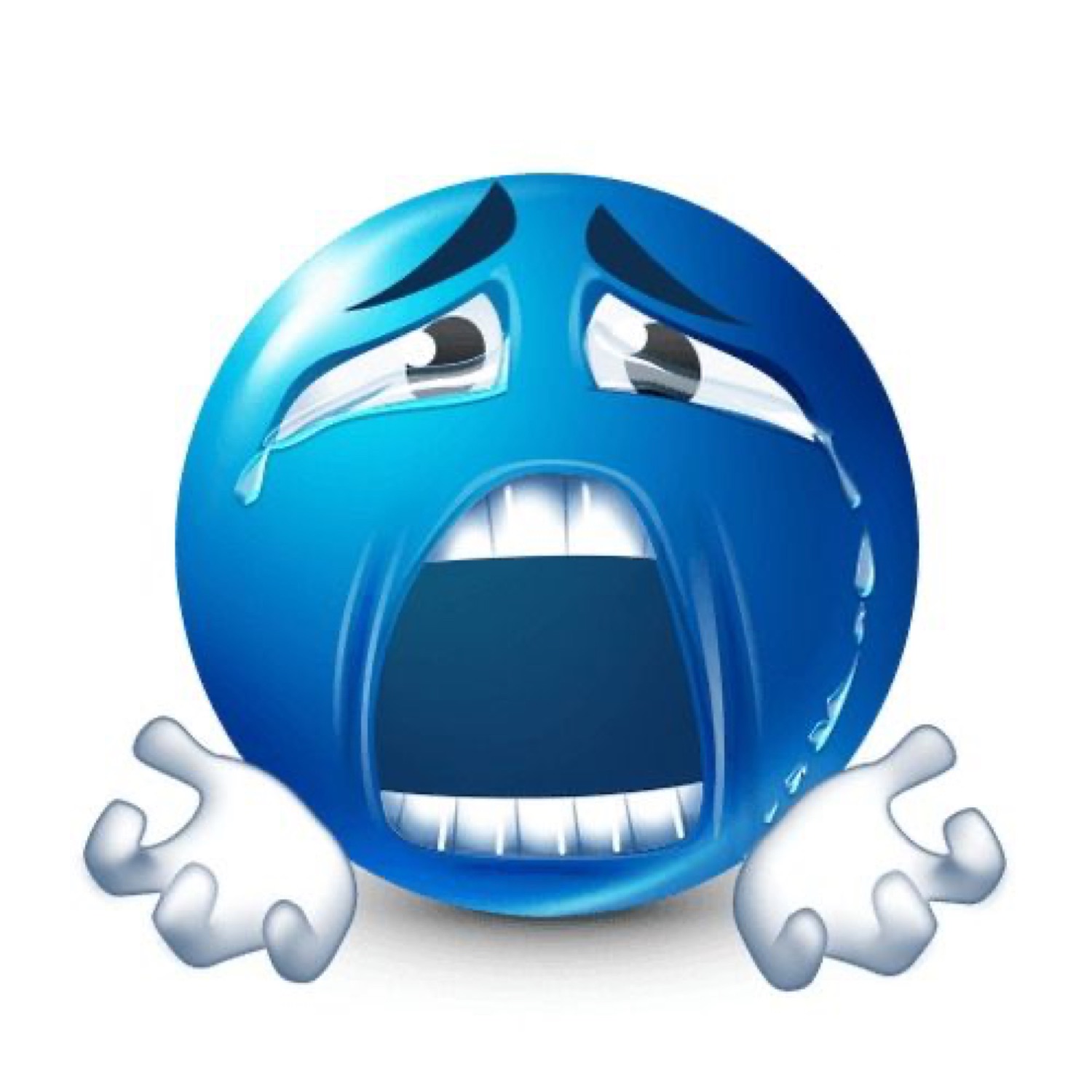 Blue emoji sobbing and screaming with fists clenched, totally overwhelmed