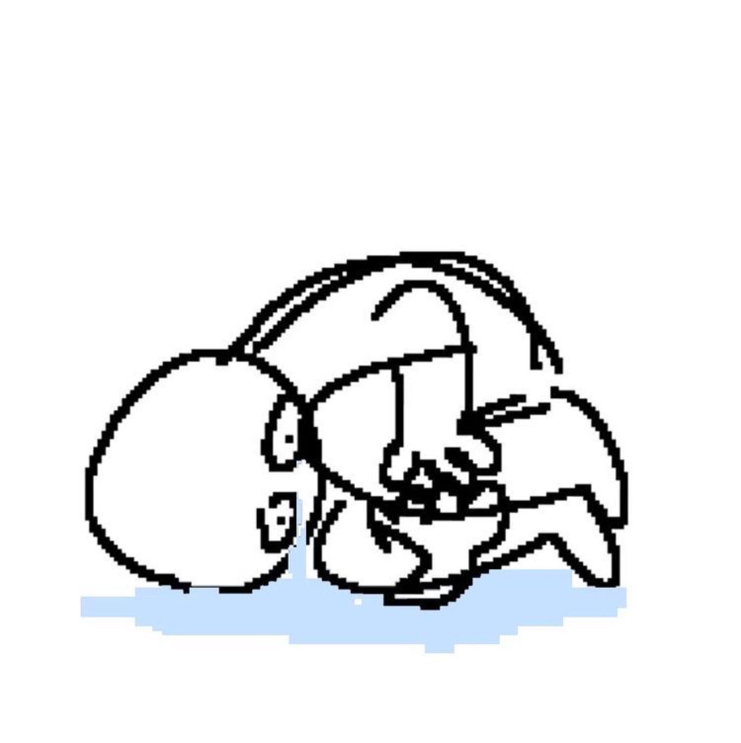 Cartoon character curled up on the ground absolutely broken, crying into the floor