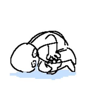 Cartoon character curled up on the ground absolutely broken, crying into the floor