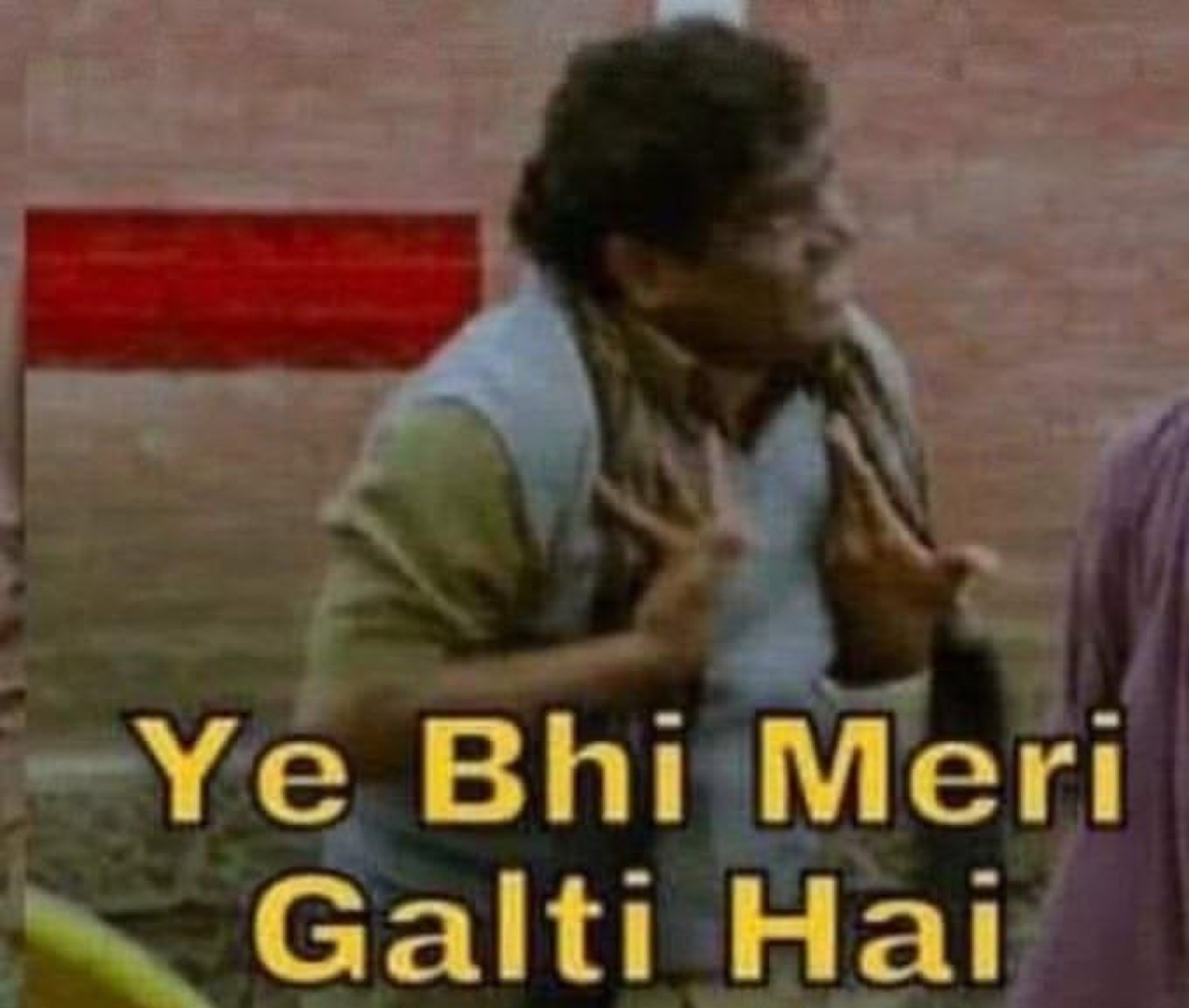 Man in a scarf dramatically gesturing at himself: 'Ye Bhi Meri Galti Hai'