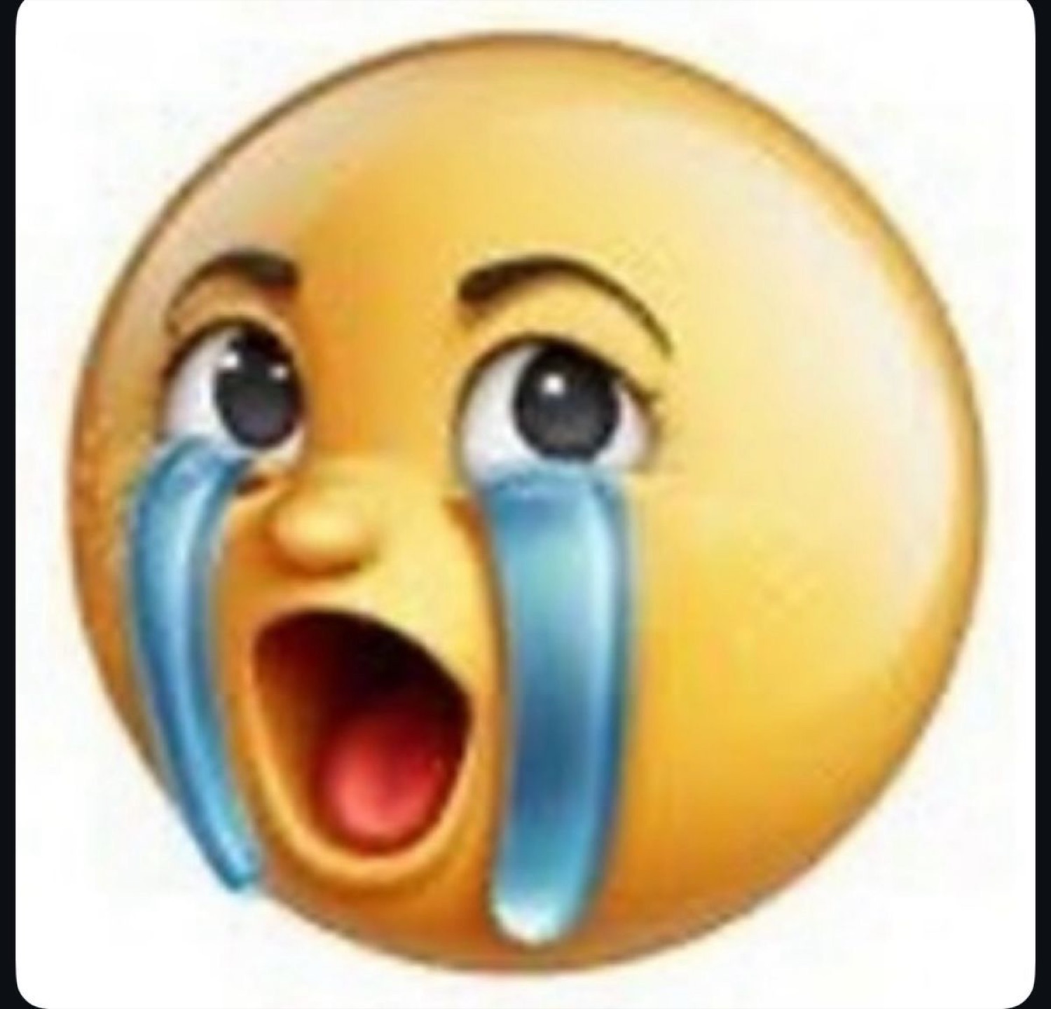 Ugly-crying emoji with a wide open mouth and streaming tears