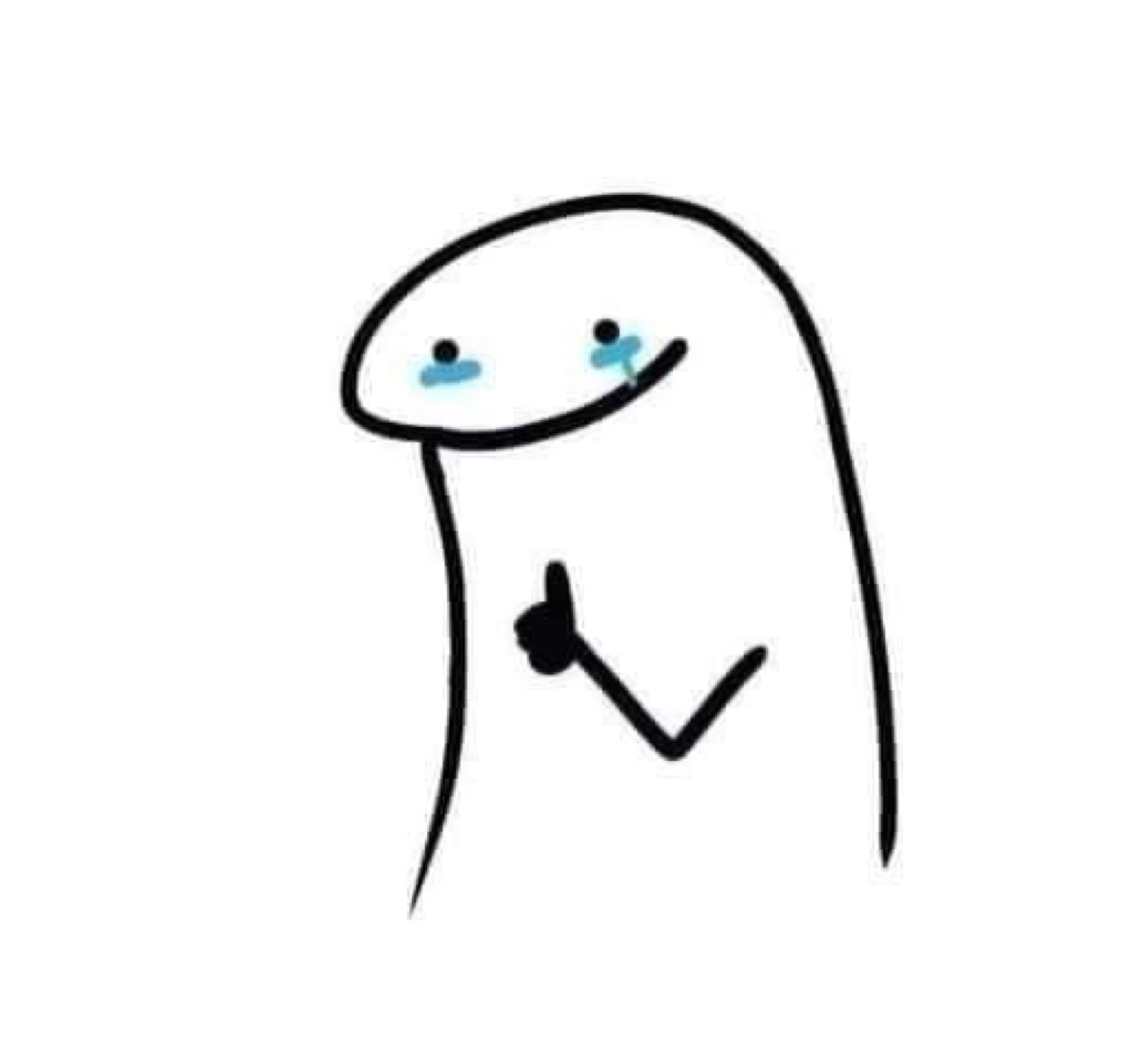 Flork stick-figure holding back tears while giving a shaky thumbs-up