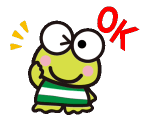 Keroppi the frog winking, "OK"